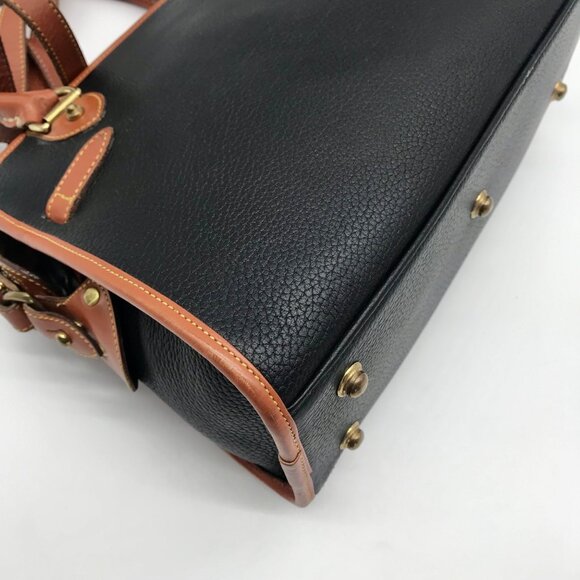 Dooney & Bourke Black & Brown Vintage Buckle Convertible Satchel Bag - Picture 6 of 11